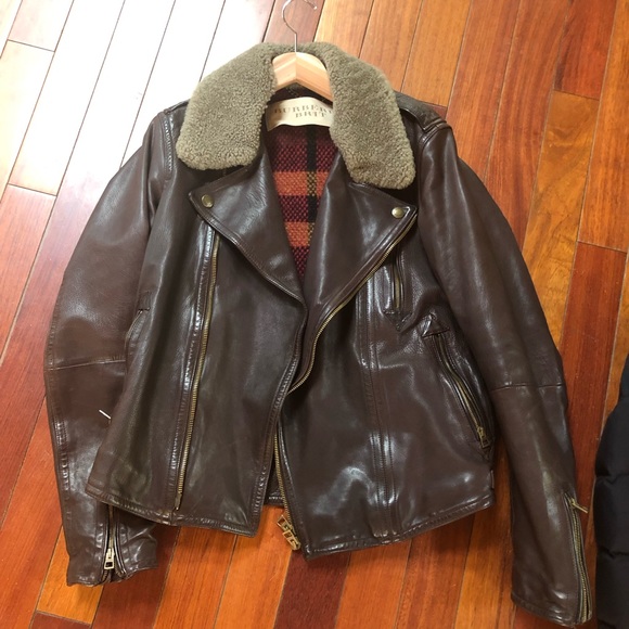 Burberry Shearling Collar Leather Jacket
